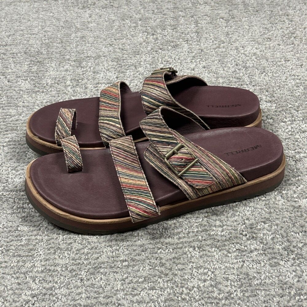 Merrell Juno Sandals Womens 10 Striped Toe Loop Summer Beach Comfort Slip On
